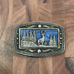 VTG Brass Men’s Belt Buckle Buck Elk Stag Hologram CII New York Hunter Trophy